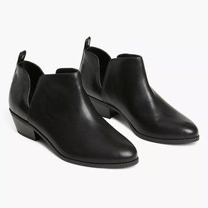 Lane Bryant Women's Side Dip Ankle Leather Booties / Black